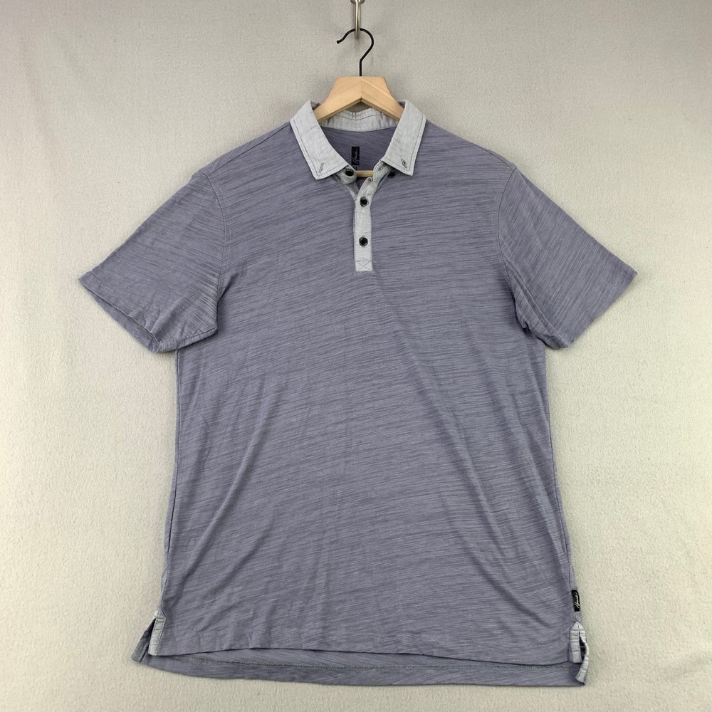 Howe Polo Shirt Mens Medium Purple Short Sleeve Slub Knit Casual Preppy Golf